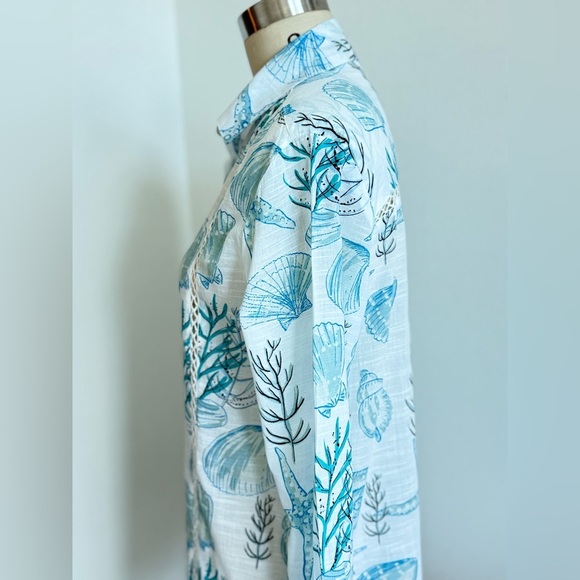 Blue Island summer Blouse, Tunic, Button down shirt dress , swim coverup Size S - Picture 5 of 13